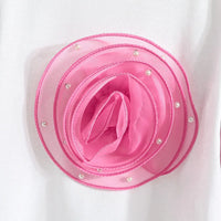 Girls Pink Flower Applique T-Shirt With Ombre Print Pants Sets Sets