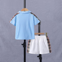 Boys Blue Polo T-shirt with Shorts Set Sets