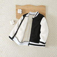 Boys Black Solid Varsity Winter Jacket Coats & Jackets Black 3-4 Y