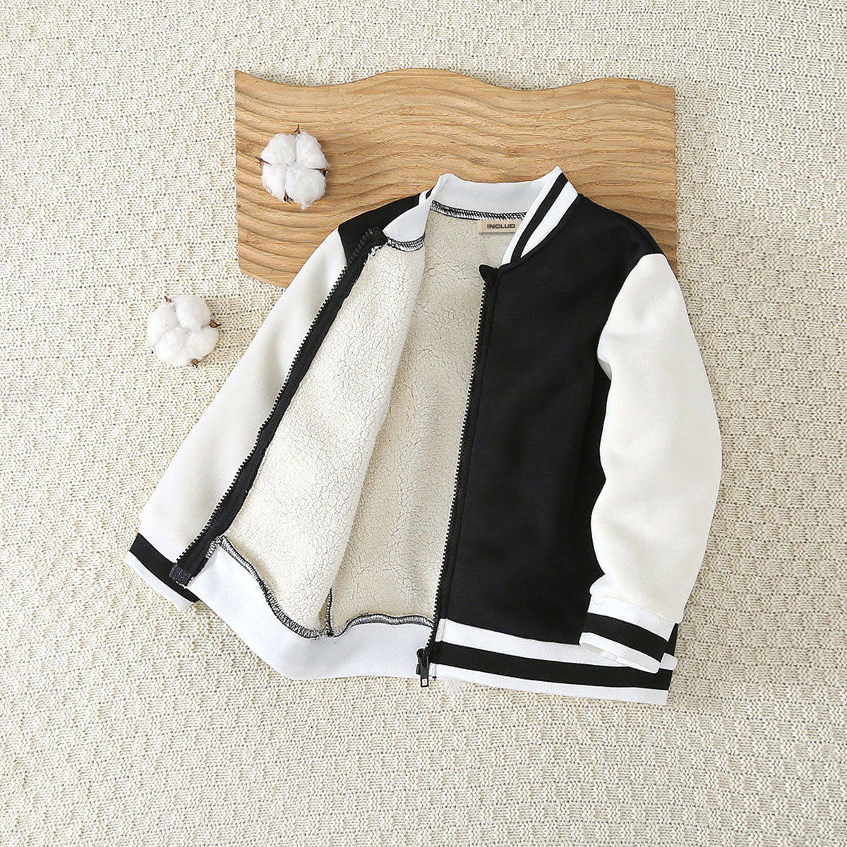 Boys Black Solid Varsity Winter Jacket Coats & Jackets Black 3-4 Y