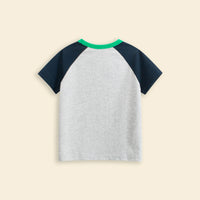 Boys Grey Typographic Printed Short Sleeves T-Shirt Tshirts