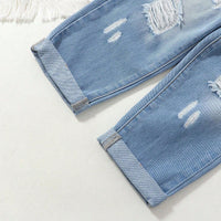 Girls Light Blue Distressed Denim Pant Jeans