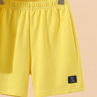 Boys Yellow Self-Design Short Sleeve T-Shirt With Shorts Sets 2 pc. Sets