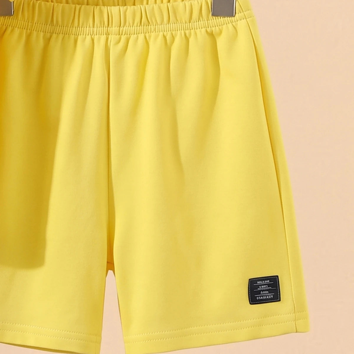 Boys Yellow Self-Design Short Sleeve T-Shirt With Shorts Sets 2 pc. Sets