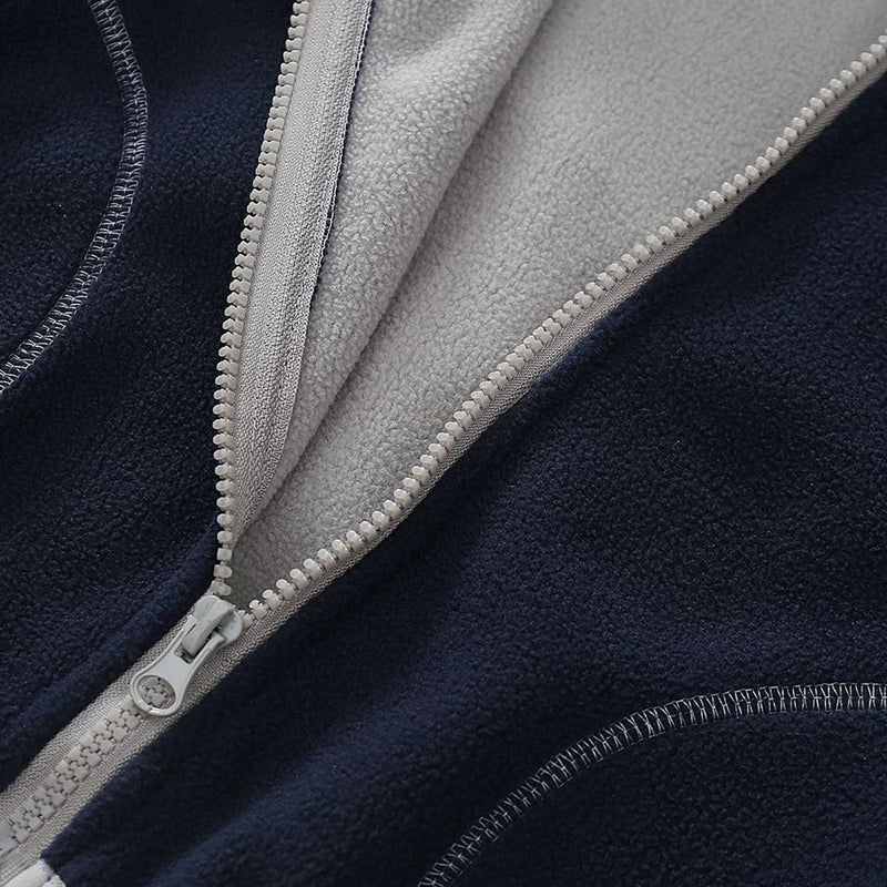 Boys Dark Blue Fleece Front Zipper Hooded Winter Jacket Coats & Jackets