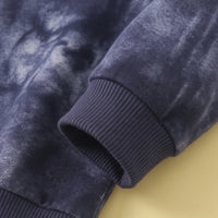 Boys Navy Blue Abstract Print Sweatshirt With Denim Pants Sets Sets