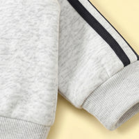 Boys Light Grey Striped Polo Collar Sweatshirt & Pants Co-ord Sets Sets