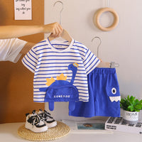 Boys Royal Blue Dinosaur Striped T-Shirt With Shorts Sets 2 pc. Sets Royal Blue 1-2 Y