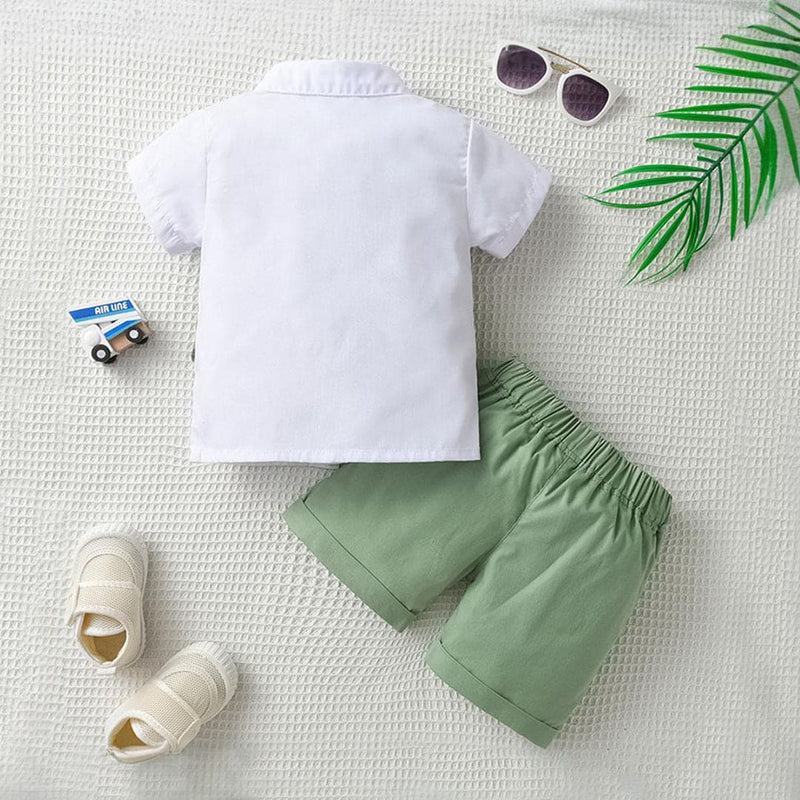 Boys Check Waistcoat Mock Shirt With Shorts Set Sets   