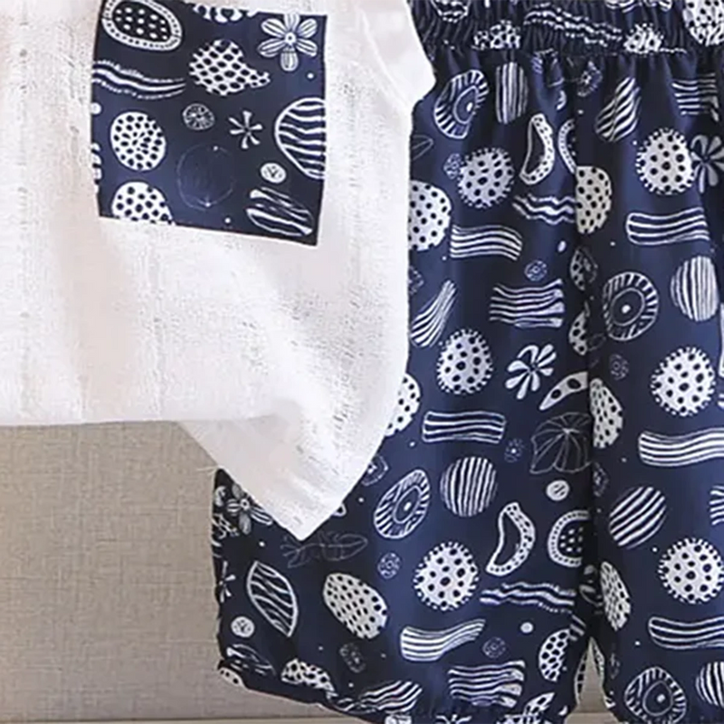 Boys White Textured Sleeveless Polo T-Shirt With Printed Shorts Sets Sets