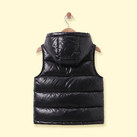 Boys Black Sleeveless Hooded Puffer Jacket Coats & Jackets