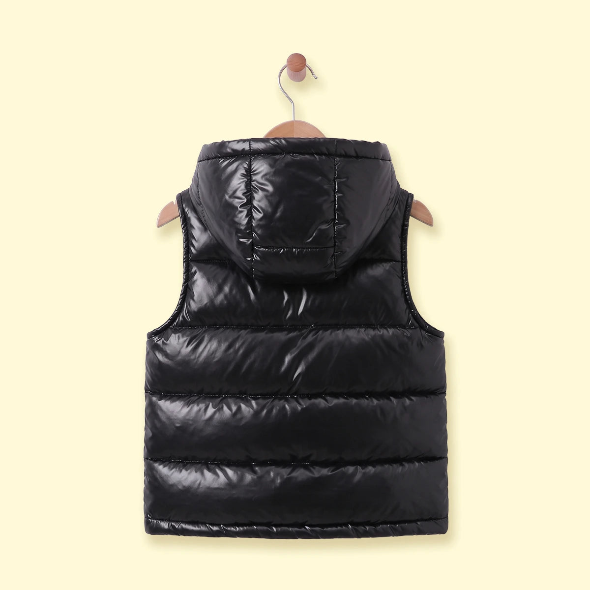 Boys Black Sleeveless Hooded Puffer Jacket Coats & Jackets