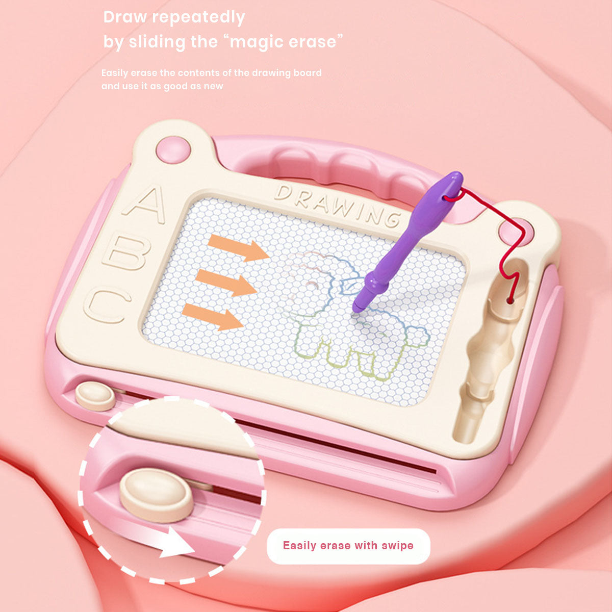 Kids Pink Magnetic Erasable Drawing Board Trending Accessories