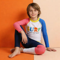 Boys Multicolor Color-blocked T-Shirt With Swim Pants Swimwear Sets Beachwear