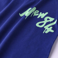 Boys Navy Blue Typographic Short Sleeve T-Shirt With Checked Shorts Sets Sets