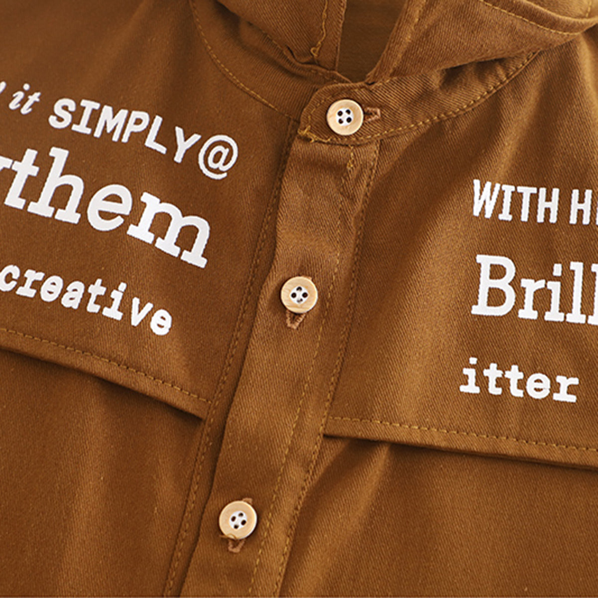 Boys Brown Typographic Printed Shirt With Denim Pants Set 2 pc. Sets