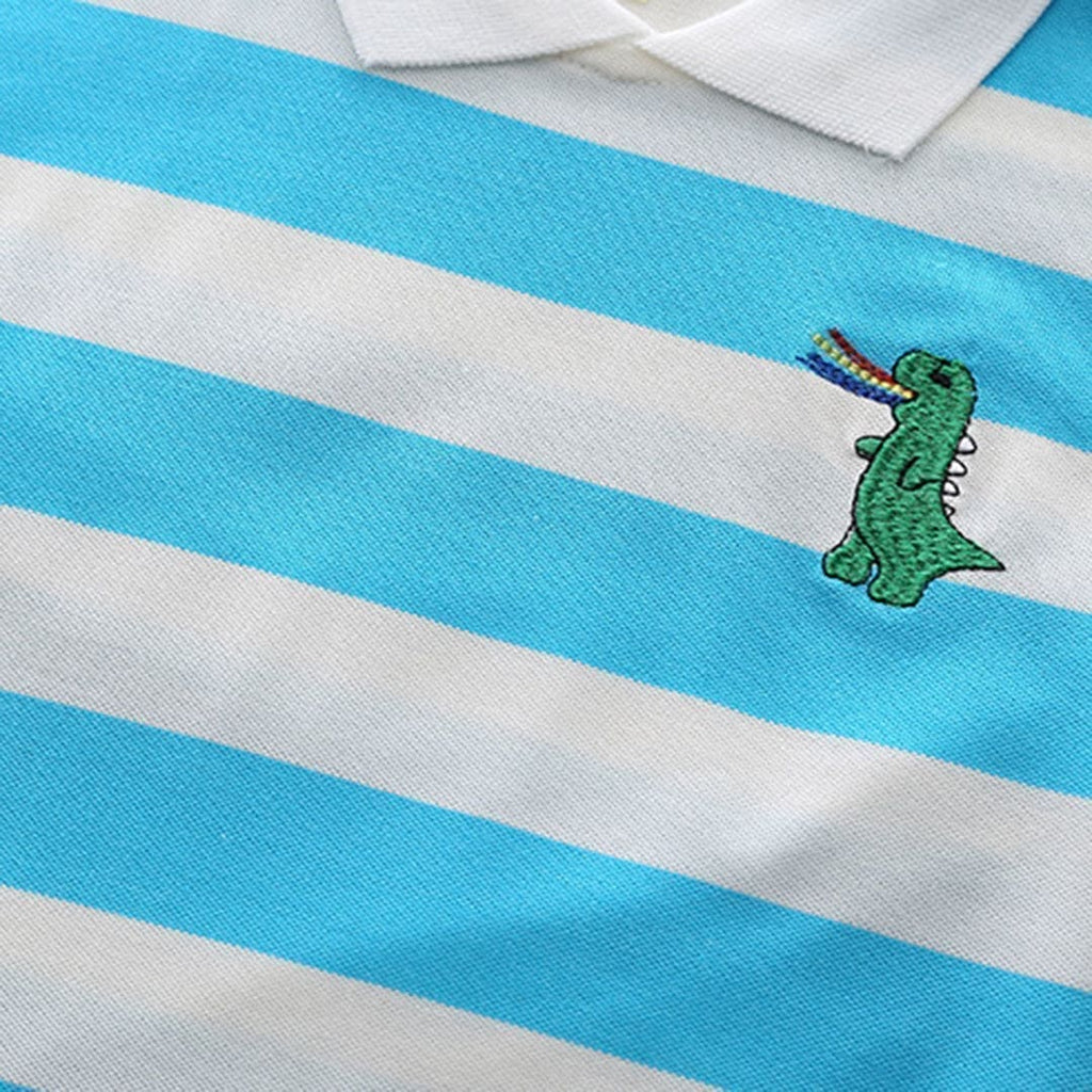 Boys Blue Dinosaur Printed Polo T-Shirt With Shorts (Copy) 2 pc. Sets