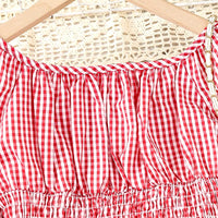 Girls Gingham Check Crop Top With Skirt Set Sets   
