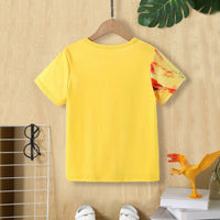Boys Yellow Dinosaur Printed Short Sleeve Tshirt Tshirts