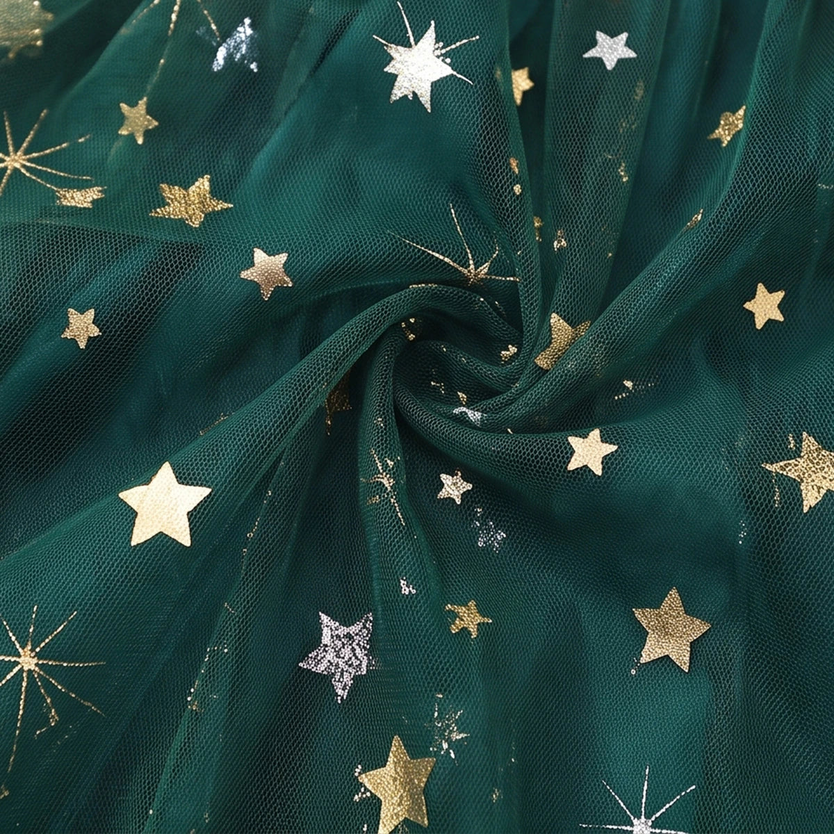 Girls Green Christmas Tree Printed Fit & Flare Dress Casual Dresses