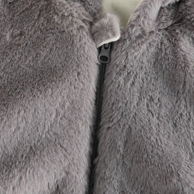 Girls Grey Polar Fleece Hooded Zipper Jacket Coats & Jackets