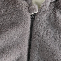 Girls Grey Polar Fleece Hooded Zipper Jacket Coats & Jackets