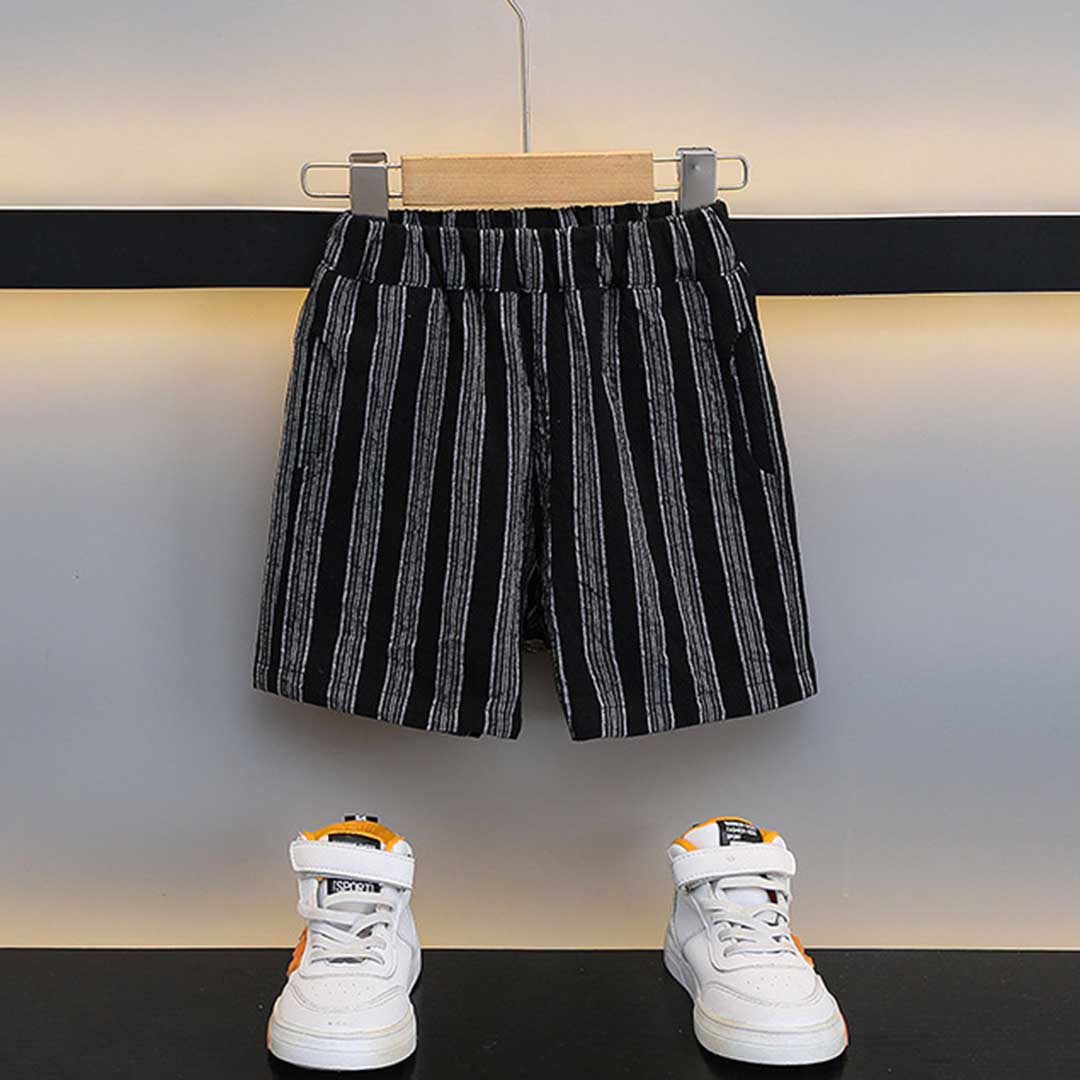 Boys Striped Sleeveless Shirt With Shorts Set Sets   