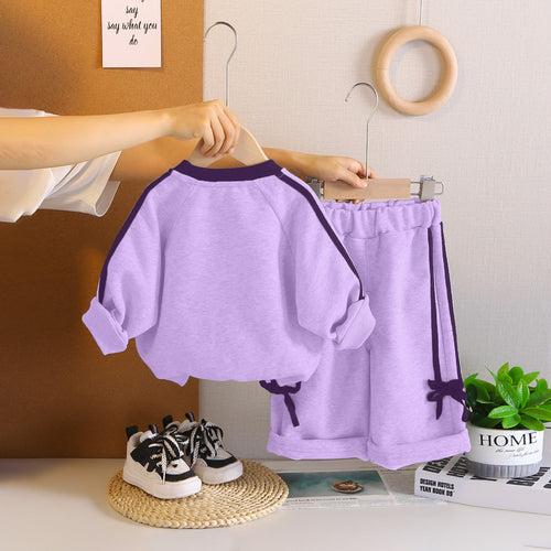 Girls Purple Rabbit Printed Sweatshirt With Pants Set 2 pc. Sets