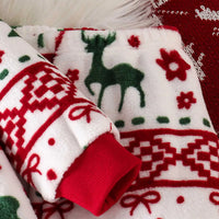 Girls White Self-Design Christmas Patterns Sweatshirt With Joggers Co-ord Sets 2 pc. Sets