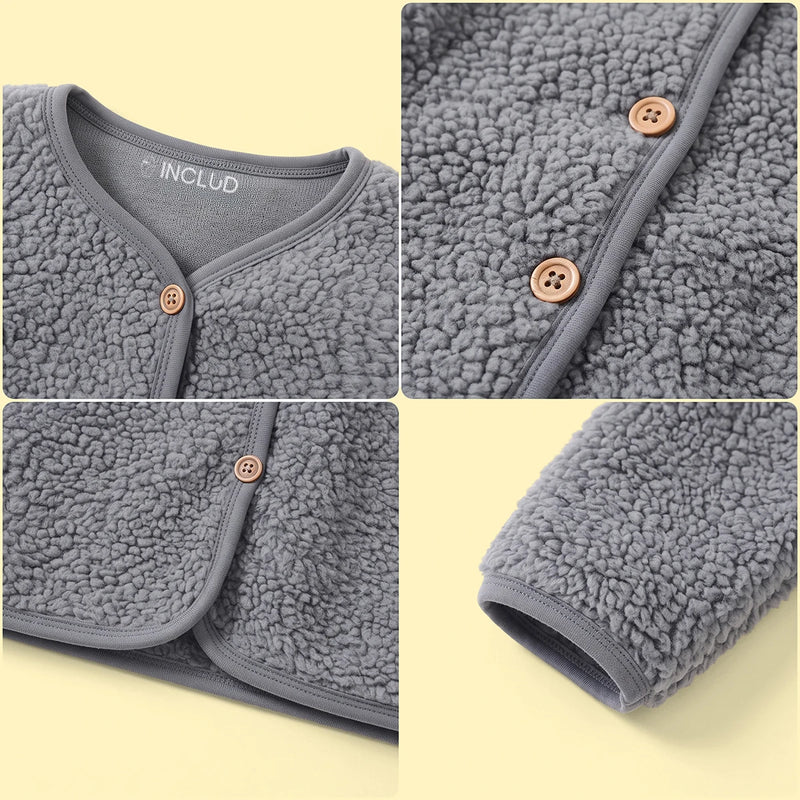 Girls Grey Long Sleeve Fleece Cardigan Sweaters & Cardigans