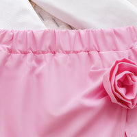 Girls White Off-Shoulder Long Sleeve Top With Shorts Sets 2 pc. Sets