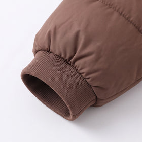 Boys Brown Fleece-Lined Hooded Puffer Jacket Coats & Jackets
