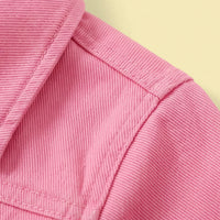 Girls Pink Long Sleeve Typography Denim Jacket Coats & Jackets