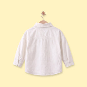 Boys White Embroidered Long Sleeve Shirt Shirts