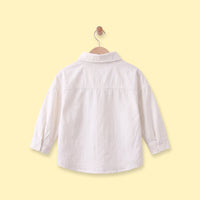 Boys White Embroidered Long Sleeve Shirt Shirts