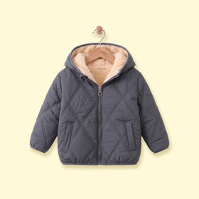 Boys Grey Long Sleeve Hooded Puffer Jacket Coats & Jackets Grey 1-2 Y