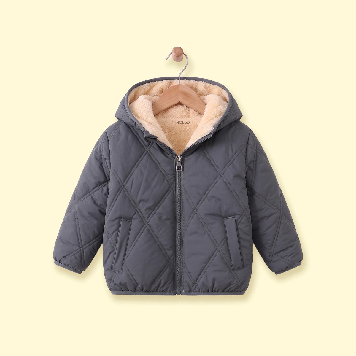Boys Grey Long Sleeve Hooded Puffer Jacket Coats & Jackets Grey 1-2 Y