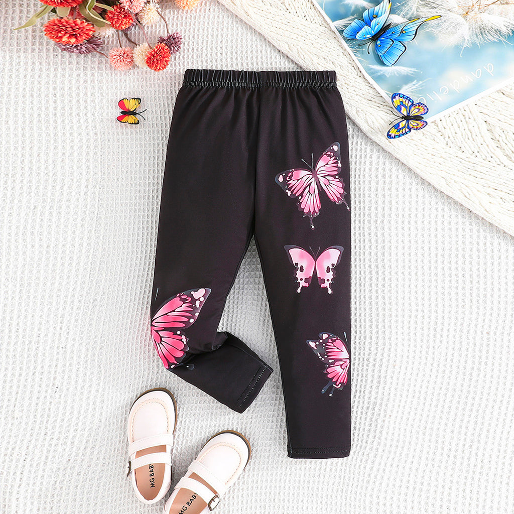 Girls Black Butterfly Print Leggings Multipack Set - Pack of 3 Leggings & Tights