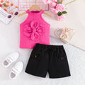 Girls Pink Halter Neck Top With Elasticated Short Set 2 pc. Sets Pink 1-2 Y