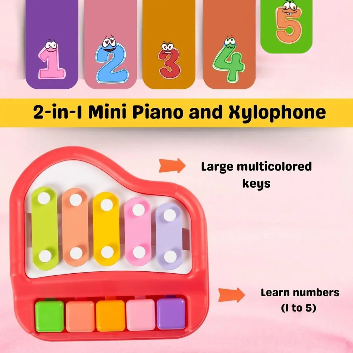 Kids 2-in-1 Rainbow Piano & Xylophone Musical Toy Trending Accessories