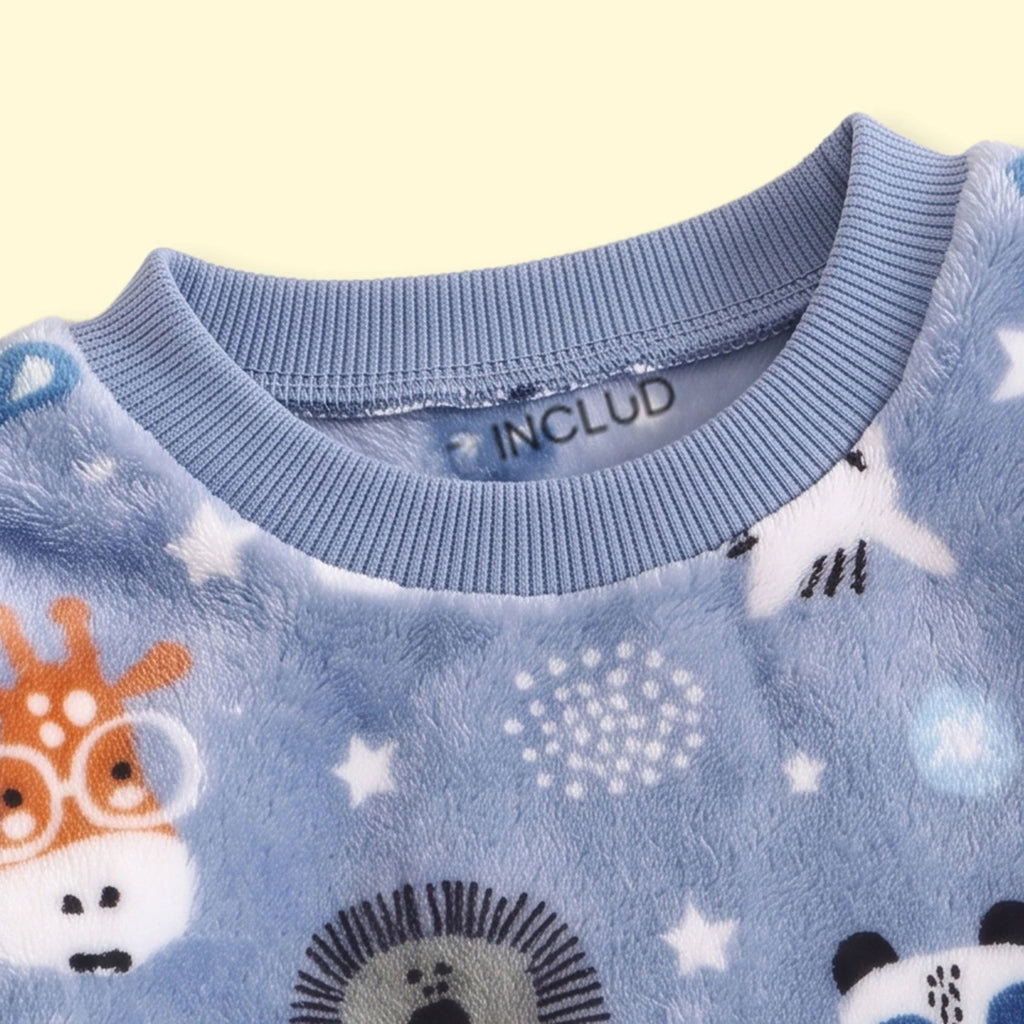 Boys Blue Animal Print Fleece Sweatshirt & Pants Sets 2 pc. Sets