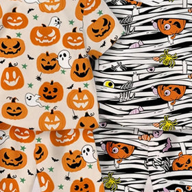 Boys Multicolor Halloween Pumpkin Printed T-Shirt With Shorts Sets Pack Of 2 Sets