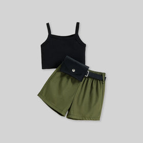 Girls Camisole Top With Elasticated Shorts Sets   