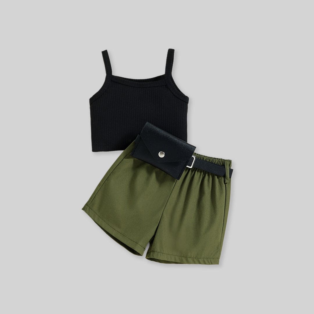 Girls Camisole Top With Elasticated Shorts Sets   