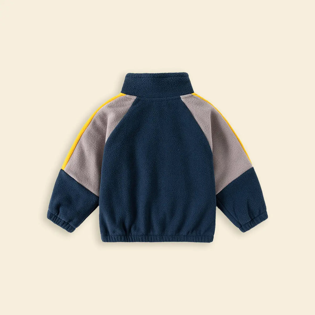 Boys Multicolor Colorblocked Fleece Zip-up Jacket Coats & Jackets