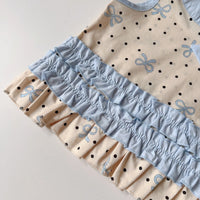Girls Light Blue Polka Dot Printed Top with Elasticated Pants Sets 2 pc. Sets