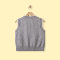 Boys Grey Jacquard V-Neck Sweater Vest Sweaters & Cardigans