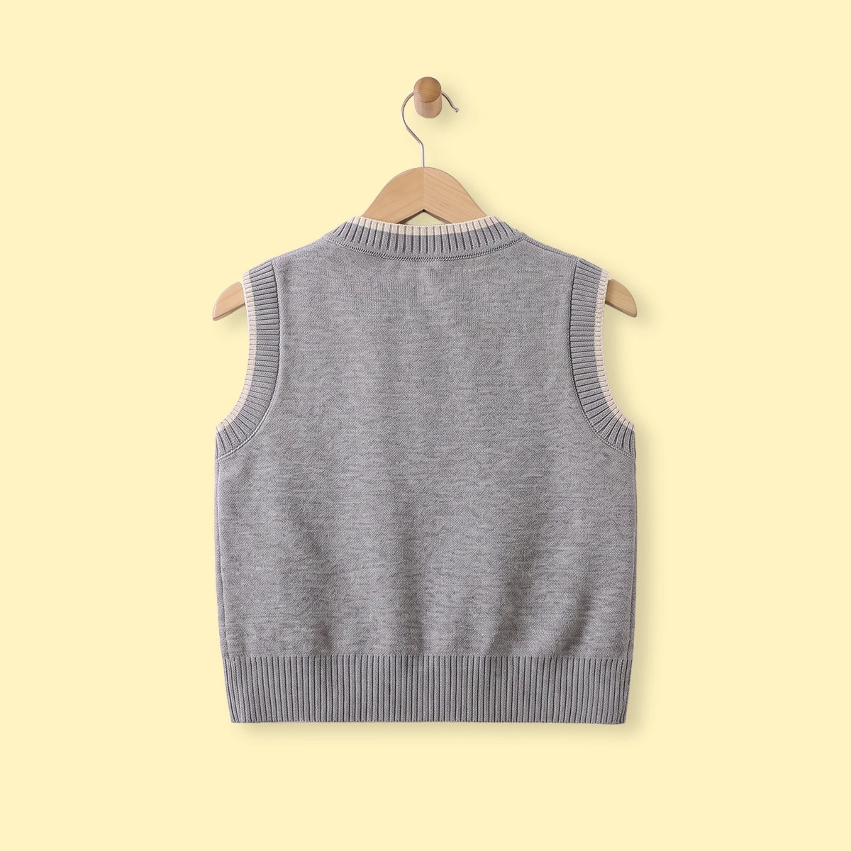 Boys Grey Jacquard V-Neck Sweater Vest Sweaters & Cardigans