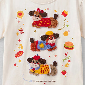 Boys Off White Puppy Applique Short Sleeve T-Shirt Tshirts