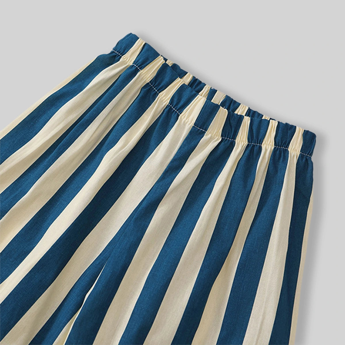 Girls Blue Striped Ruffle Tank Top With Elasticated Pants Sets Sets